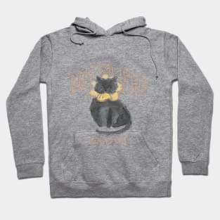 Bucky Butterflower /  Black Cat Illustration Fat Cat / Biggest Cat - With Text Hoodie